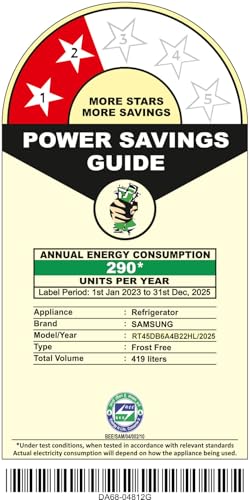 Image of Samsung 419 L, 2 Star, Digital Inverter, Frost Free Double Door, WiFi Enabled Bespoke AI Refrigerator (RT45DB6A4B22HL, Clean Black)