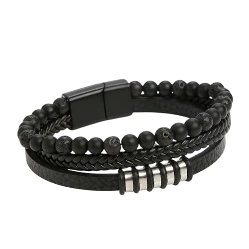 Image of Nakabh Titanium Steel Vegan Leather Micro Insert Bracelet for Men & Boys