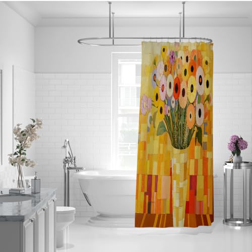 Rideau de douche abstrait résistant pour petite cabine et douche étroite