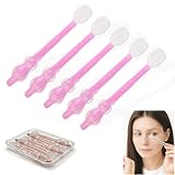 Eyelid Cleansing Brush,5Pcs Soft Silicone Eyelash Brush,Eyelid Margin Scrub Brush for Blepharitis,Mascara Remover,Milia Removal,Dry Eyes Relief,Removes Dirt,Oil,Reusable Eye Cleaning Tool(Pink)
