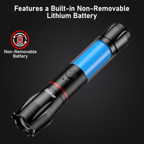 Blukar LED Taschenlampe Aufladbar, 2000L Extrem Helle Zoombares Taschenlampen mit 5 Lichtmodi und Langer Betriebsdauer, IPX6 Wasserdichte Handlampe für Camping, Wandern, Angeln, Outdoor, Notfäll