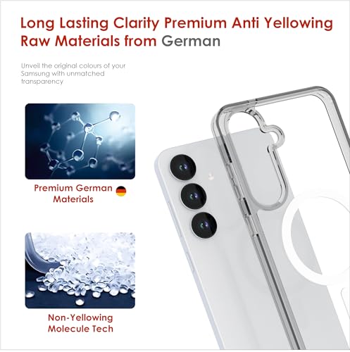 Image of Case for Samsung Galaxy S25 Plus with Mag-Safe, [Anti-Yellowing Technology] [Military Grade Drop Protection] Shockproof Slim Hybrid Phone Case for Samsung Galaxy S25 Plus 5G - Steel Grey