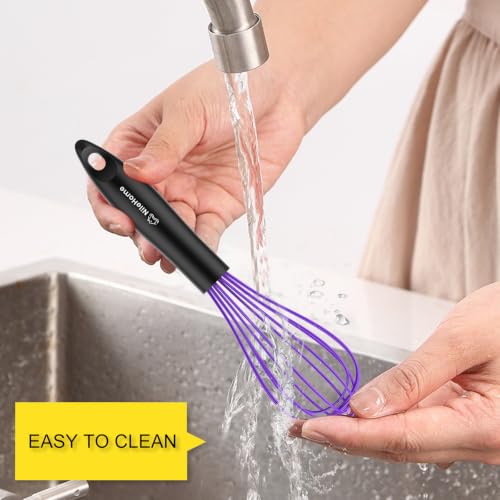 Image of NileHome Silicone Whisk 10 inch, Kitchen Whisk Kitchen Wisk Wire Whisks for Cooking, Whisking, Blending, Beating, Stirring-Purple