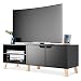 Homfa 55 in TV Stand with 2 Doors and Shelves, Modern Console Entertainment Center Media Console Storage Cabinet for Living Room Home, Black