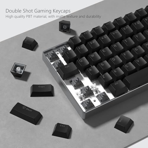 キーキャップ Womier メカニカルキーボード用、透過キーキャップ PBT ダブルショット、60％・75％・100％対応 チェリー・ガテロンMXスイッチ用、ブラック
