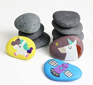 Wit & Work 12pcs 6-8cm Black Painting Pebbles, Rounded Large Paingting Rocks, Smooth Stones for Arts, Craft Painting and Decoration