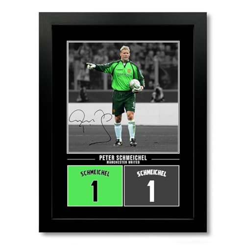 Image of Peter Schmeichel Manchester United Signed Photo Poster Print Framed Autograph Gift Football Memorabilia Goalkeeper Legend Denmark (Black A4 Framed)