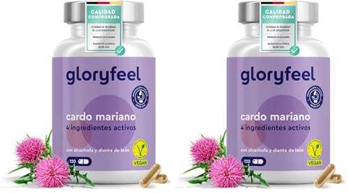 Cardo Mariano 500mg - Con Alcachofa, Diente de Leon y Desmodium - Alta Dosificación de Silimarina - 120 Cápsulas veganas - Probado en laboratorio, sin aditivos, fabricado en Alemania (Paquete de 2)