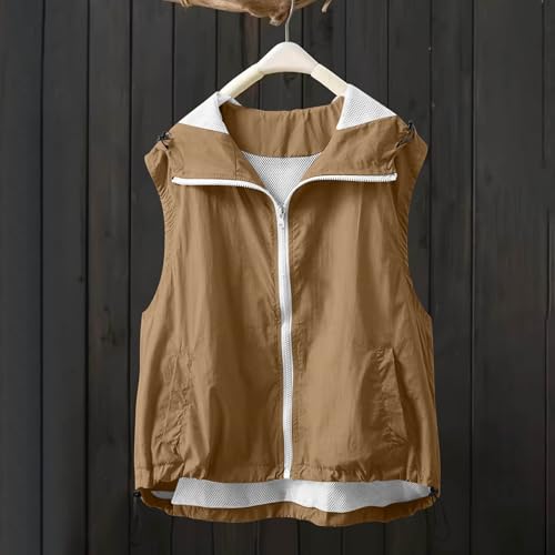 Veste femme légère sans manches capuche zippée mi-saison confortable - 3