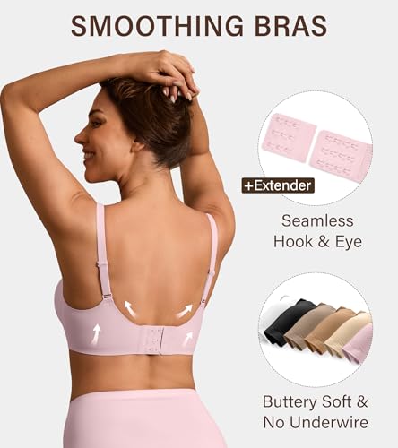 Image of DEANGELMON Seamless Bras for Women No Underwire Comfortable Push Up Bra V Neck Wireless Bralette Full Coverage Wire Free