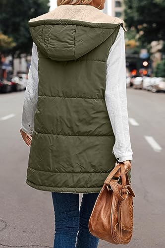 Womens Long Vest Winter Warm Reversible Coats Sleeveless Fleece Zip Up Fall Jacket 20243