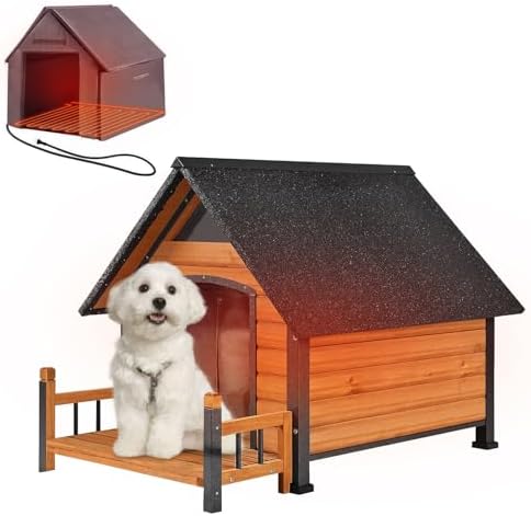 Outdoor Dog House with All-Around Insulated Liner Weatherproof Pu...