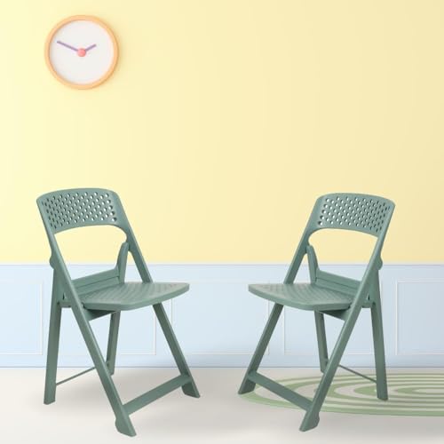 Image of ITALICA Phoenix Folding Chair /Space Saving Chairs /Folding Chair for Balcony, Garden, Patio /Indoor & Outdoor /Sturdy & Durable Chair for Comfortable Seating (Teal Green, Set of 2)