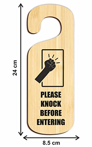 Image of KREEPO Please Knock Before Entering MDF Door Sign Hanger Size(24cm x 8.5cm) kr47