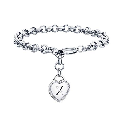 Image of CaleesLLC Letter A to Z Initial Charm Bracelet Adjustable Stainless Steel Anklet Personalized Wrist Link for Women
