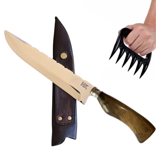 Faca Churrasco Artesanal ‘’Picanheira’’ + Garra de Urso - Aço Inox 3mm de 8’’ Polegadas - Faca do Ch