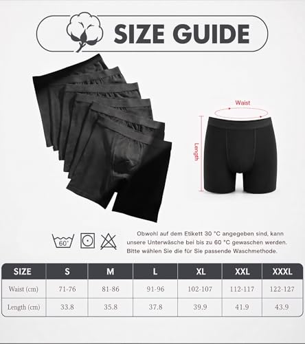 Bóxer para hombre de algodón largos FINETOO ropa interior deportiva pack de 6 7
