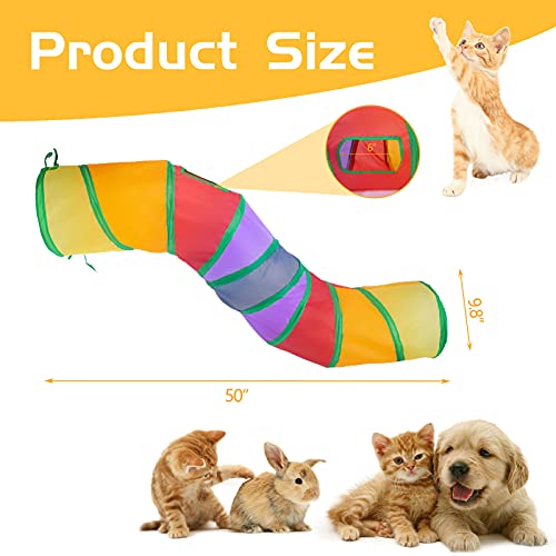 Sheldamy Cat Tunnel, S-2-Way Cat Tunnels For Indoor Cats, Collapsible Cat Play Tunnel, Interactive Toy Maze Cat House With 1 Play Ball For Cats, Puppy, Kitty, Kitten, Rabbit (Multicolor) #TOP1
