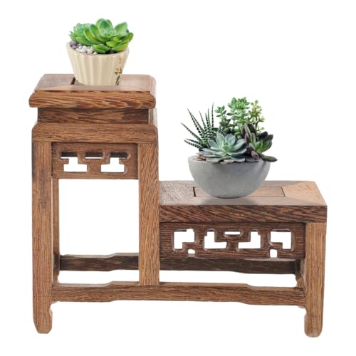 Small Wooden Plant Stand, 2 Tier Mini Wooden Display Stand, Small Potted Plant Display Shelf...