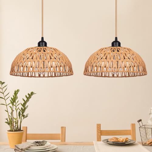 Lamparas Colgantes Ratan Lámpara Colgante De Ratán - Portátil Y Con Batería - Estilo Boho - Ideal Para Jardín Y Terraza Lámpara Techo Sin Cables