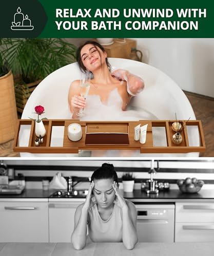 image for ROYAL CRAFT WOOD Premium Foldable Bathtub Tray - Wood Bath Tray for Tu