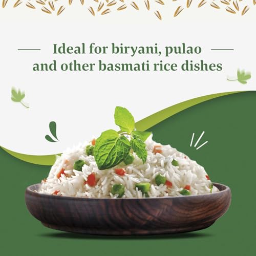 Daawat Extra Long Basmati Rice with Exceptional Length, Aromatic Flavour, Fluffy Grains, Elongates up to 24mm when Cooked, Non-Sticky and Ideal for all types of Dishes - 5Kg