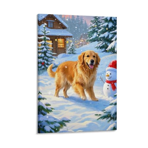Toile Golden Retriever murale pour une ambiance chaleureuse de salon et chambre