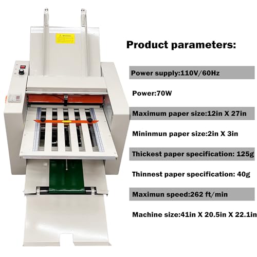 HQHAOTWU Paper Folding Machine Digital Paper Folder with Electronic Counter Automatic Electric Document Folding Machine Speed Adjustable Paper Folder with 4 Folding Trays 262ft/min 110V