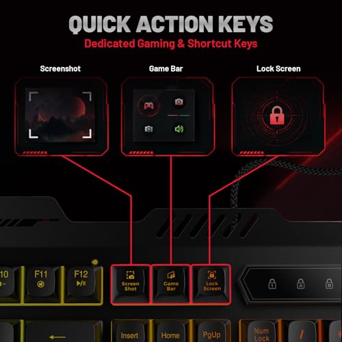 Image of EvoFox Warhammer 2 Semi-Mechanical Gaming Keyboard Mouse Combo Wired with Rainbow RGB Effect & Letter Backlit, Detachable Magnetic Wrist Pad, Metal Body,19 Anti-Ghosting Keys, 7200 DPI Mouse