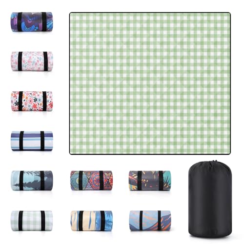 memKiya 60x80' Large Picnic Blankets Waterproof Outdoor Portable Beach Blanket Weatherproof Patios Grass Park Lawn Tent Ground Mat Summer Camping Rv Supplies Car Travel Hiking Family Must Haves Gifts