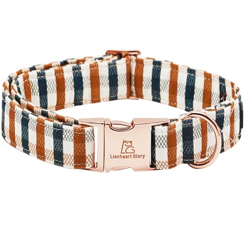 Lionheart Glory Plaid Dog Collar - Heavy Duty, Adjustable, Fall Collar for Medium Dogs, Female or Male
