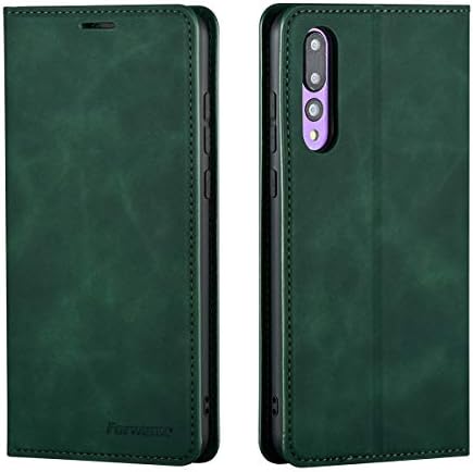 QLTYPRI Case for Huawei P30, Premium PU Leather Cover TPU Bumper with Card Holder Kickstand Hidden Magnetic Adsorption Shockproof Flip Wallet Case Compatible with Huawei P30 - Brown