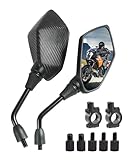 UNLRAE 2PCS Motorcycle Mirrors,Car Accessories Motorcycle Mirrors for Handlebars,360° Adjustable Rhombus Convex Mirror Side Mirror with 8mm & 10mm Bolt,Suitable for ATV Scooter Cruiser (Carbon Fiber)
