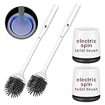 Ratolo Electric Toilet Bowl Brush and Holder Set - Silicone, Rechargeable, Floor Standing, Wall Mounted Without Drilling - Ventilated Holder, 2 Packs
