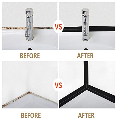 Image of Black Bath Sealant Strip, Shower Sealant, Bath Seal Caulk Tape,Shower Tile Sealer Adhesive sealant,Caulk Tape for Bath & Kitchen (2 Roll Black)