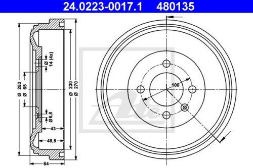 Preisvergleich Produktbild ATE 24022300171 Bremstrommel