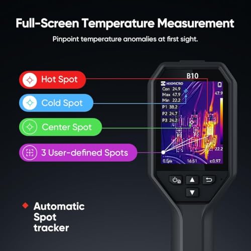 HIKMICRO B10 Thermal Imaging Camera 320 x 240 Super IR with 2MP Visual, 3.2" LCD Screen 256 x 192 IR Resolution Thermal Camera, 25 Hz Refresh Rate, -4°F~1022°F, IP54 - Image 6