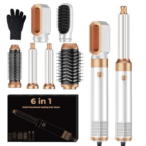 Image of 6 in 1 Blow Dryer Brush, Upgrade Hair Dryer Brush Set Negative Ion Air Styler Curling Wrap Air Curler, Hot Air Brush Curling Iron Hair Styling Tools As A Gift for Straight /Curl /Dry /Smooth