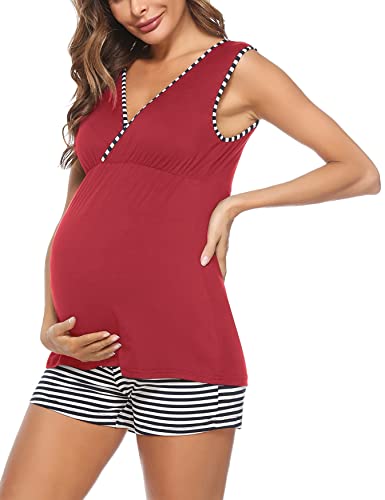 Uniexcosm Stillschlafanzug Damen Baumwolle Stillpyjama Kurz Pyjama Set...