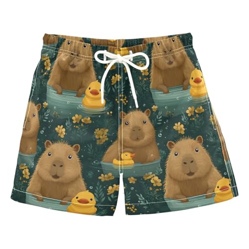 Boys Swim Trunks Capybara Duck Toddler Swim Shorts Beach Board Shorts Swimsuit