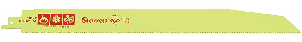 Starrett BTR121014-20 Bi-Metal Tapered King Cut Fire, Rescue and Demolition Reciprocating Blade, 0.063" Thick, 10-14 TPI, 12" Length x 1" Width (Pack of 20)