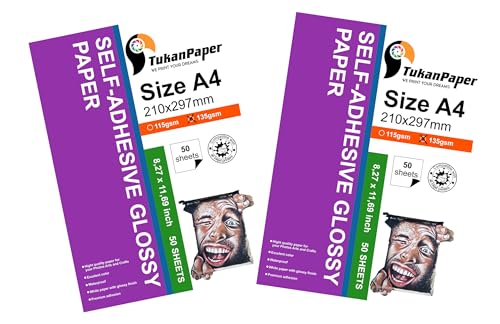 Papier photo autocollant A4 jet d'encre - Étiquettes autocollantes 135g pour impression couleur