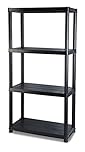 Addis 4 Tier Plastic Storage Shelving Unit – Durable Freestanding Organiser for Garage, Shed, Utility Room, or Home – Space-Saving, Easy Assembly, Plastic, Black