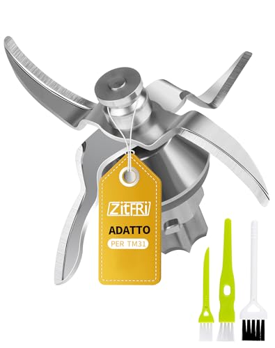 ZITFRI Cuchillas Thermomix TM31 Repuestos Thermomix TM31 Cuchilla Thermomix TM31 Recambios Thermomix Tm31 Thermomix Vorwerk Robot de Cocina Cuchillas TM31 Acero Inox. Accesorios con Junta y 3 Cepillos