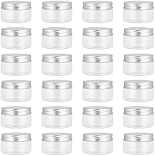 KOHAND 24 Pack 100 ML Plastic Jars with Aluminum Lids, Clear Plastic Wide Mouth Storage Jars, Empty Round Slime Containers for DIY Crafts, Beads, Glitter, Food, Snacks