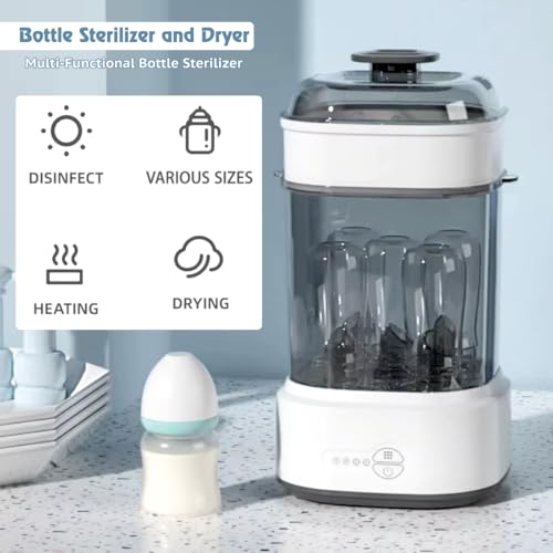 Image of MEDITIVE Baby Bottle Sterilizer and Dryer | Electric Sterilizer for Baby Bottles with Hot Air Drying | 10 Min Sterilization + 40 /60 Min Drying | Auto Mode 58 Min | 2-in-1 Baby Bottle Sterilizer Machine for Feeding Bottles & Accessories