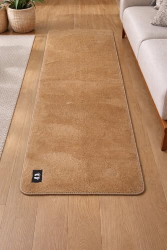 Image of Ultra Soft Bedside Runner Rug 22x55 Inch, Anti-Slip Floor Mat for Bedroom, Long Plush Carpet Runner for Bedside, Living Room, Hallway & Home Decor, Washable Comfortable Area Rug (Beige)