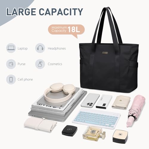 Miniatura 7 de Golf Supags Bolsa Tote Para Mujeres Bolso Hombro Multifuncional Para Mujer De 14 Pulgadas Bolsa Tote Ligera Para Negocios, Escuela, Viajes Negro
