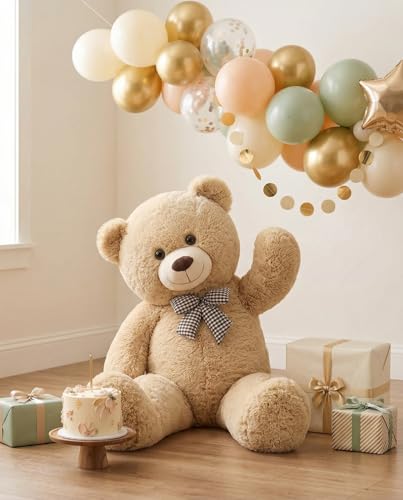 Image of MaoGoLan Giant Teddy Bear Plush Toy - Ultra Soft & Cute Large Stuffed Animal 39 inches, Perfect for Baby Showers, Birthdays, Valentine's Day Gifts (Kids, Couples, Family), Tan