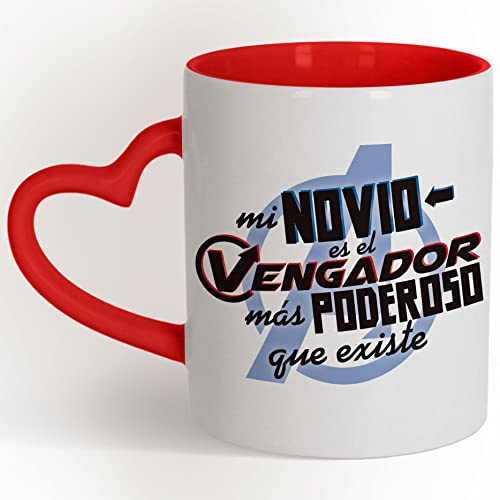 Muy Chulo Taza Corazón Mi novio es el Vengador más poderoso que existe MARVEL Los Vengadores Frase...